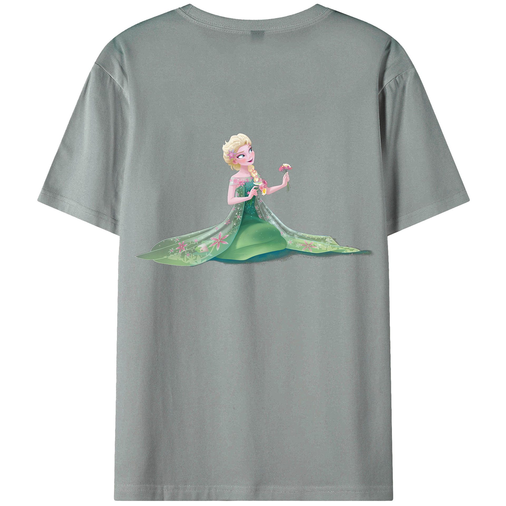 （画像用） アナと雪の女王 アンナ エルサ Frozen Anna Elsa 綿100％ メンズ半袖Tシャツ（バックプリント） 通気性